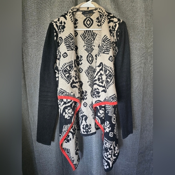 THML Anthropologie Waterfall Front Cardigan Sweater Aztec Print Size L - Picture 1 of 4